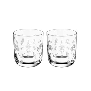 Villeroy & Boch Toy's Delight vannglass i klart krystallglass, 2-pakning med detaljerte julemotiver