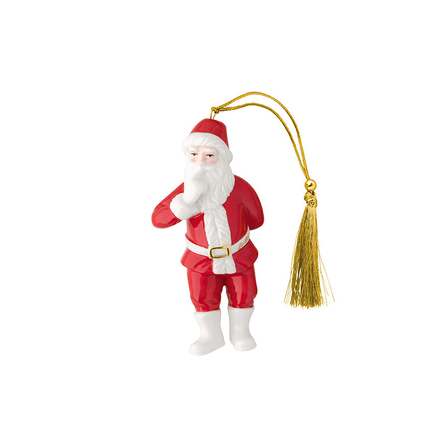 Villeroy & Boch Christmas Classics julenisse-ornament 2026 i rødt og hvitt porselen med gyllen dusk