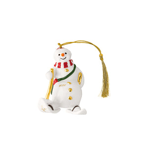 Villeroy & Boch Christmas Classics snømann-ornament 2026 med gullfarget oppheng og dusk