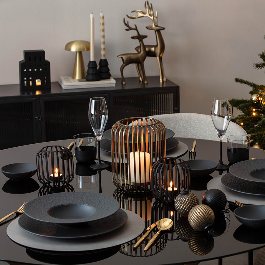 Villeroy & Boch Christmas Chic Lyslykt Sort 12,5cm – sort lyslykt som skaper lun stemning på dekket julebord