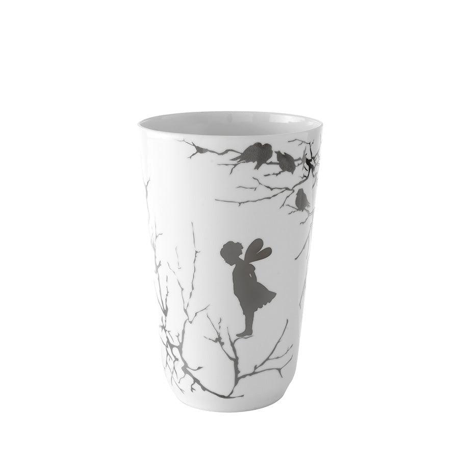 Wik & Walsøe Alv vase i feltspatporselen med naturinspirert design, 20 cm høy, med nydelige grener og en alvfigur.