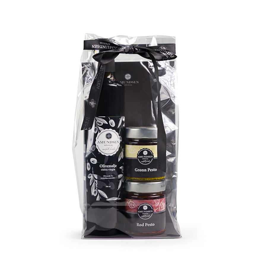 Amundsen Gavepose Olivenolje/Rød Pesto/Grønn Pesto