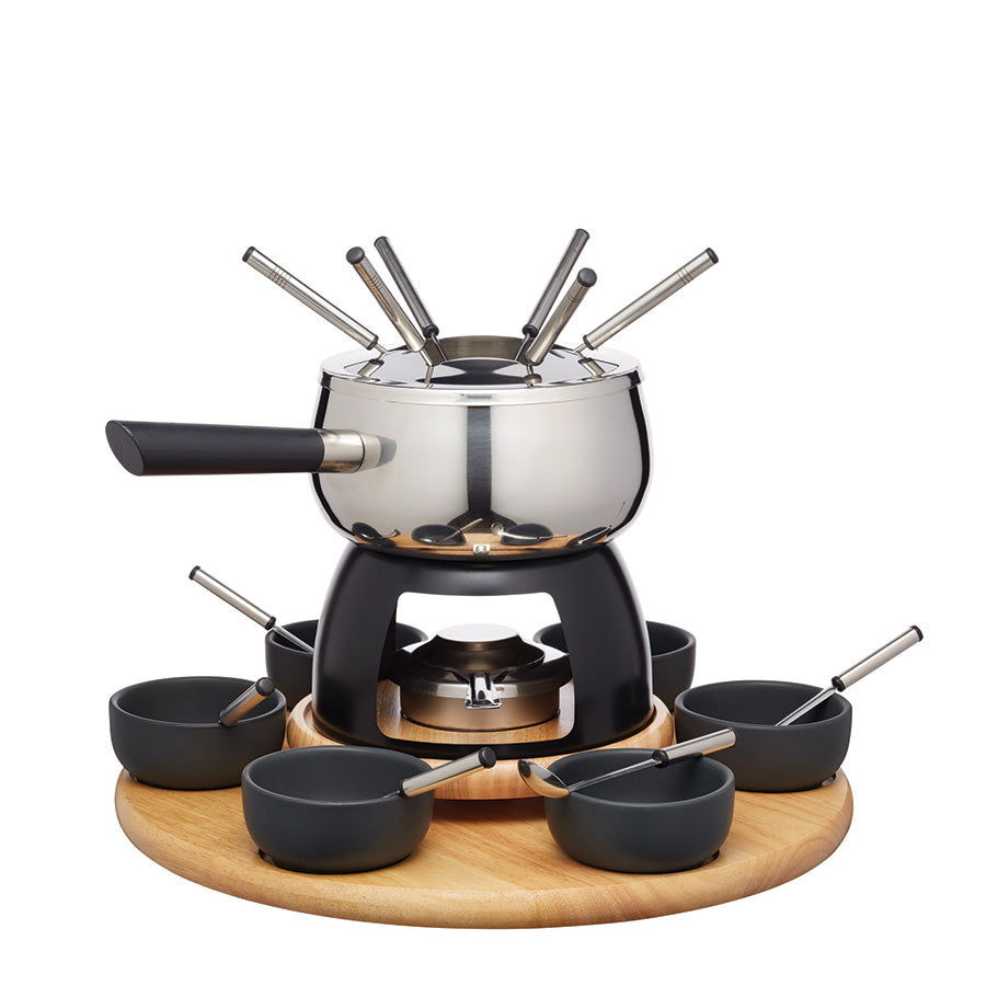 Artesa Party Fonduesett med 6 skåler, perfekt for en festlig fondue-opplevelse med elegant design og rustfri stålpanne.