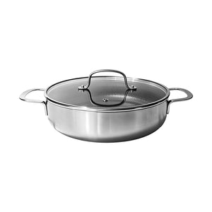 Ask sautepanne 26 cm i rustfritt stål med keramisk belegg og glasslokk