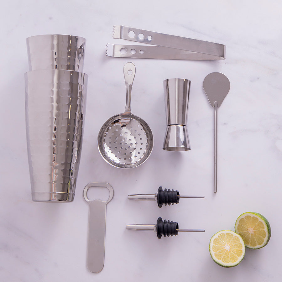 Barcraft Cocktail Sett 8 Deler Hamret Stål