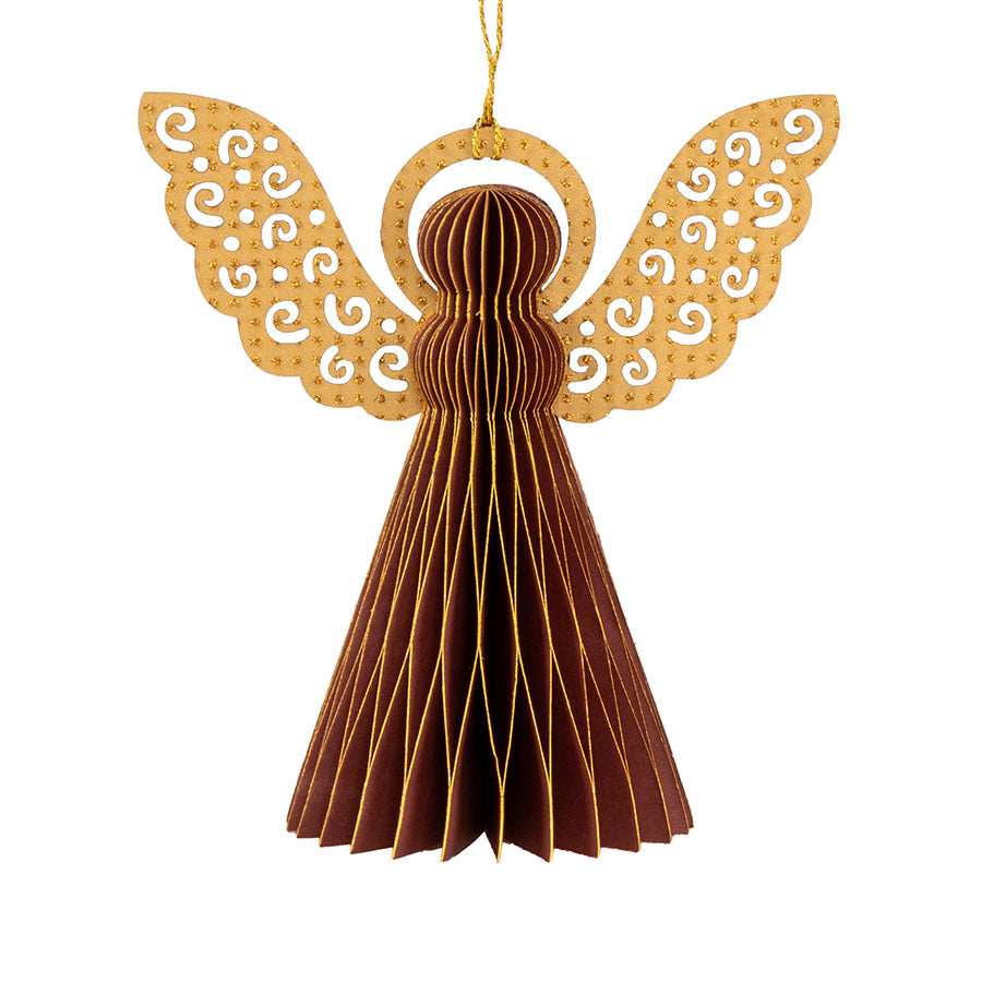 Børscompagniet Julepynt Engel Papir Vinrød/Gull