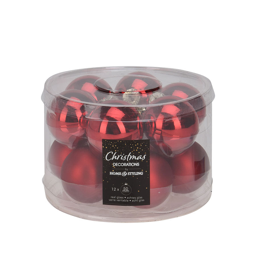 Børscompagniet Julekuler Glass Rød 50mm 12pk