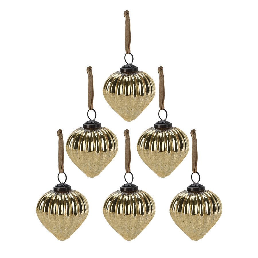 Julekuler Dråpe 8cm Gull 6pk