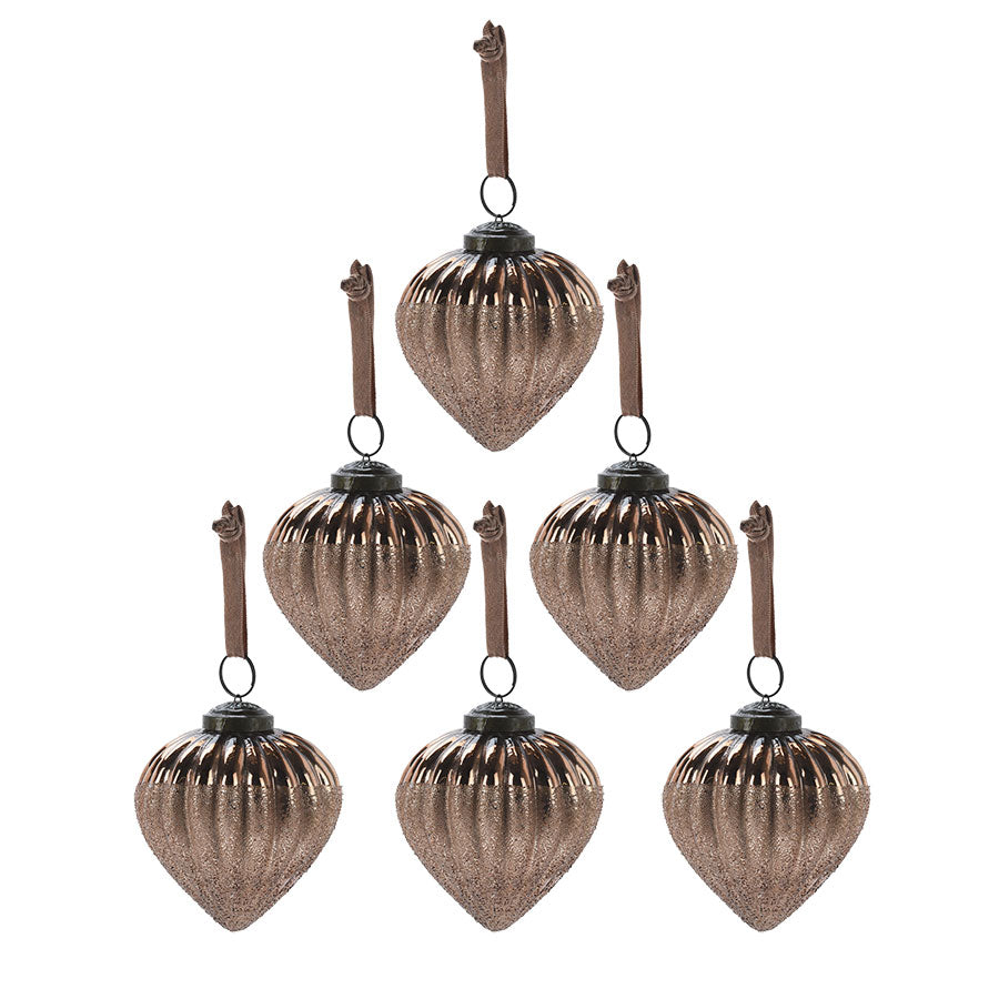 Julekuler Dråpe 8cm Kobber 6pk