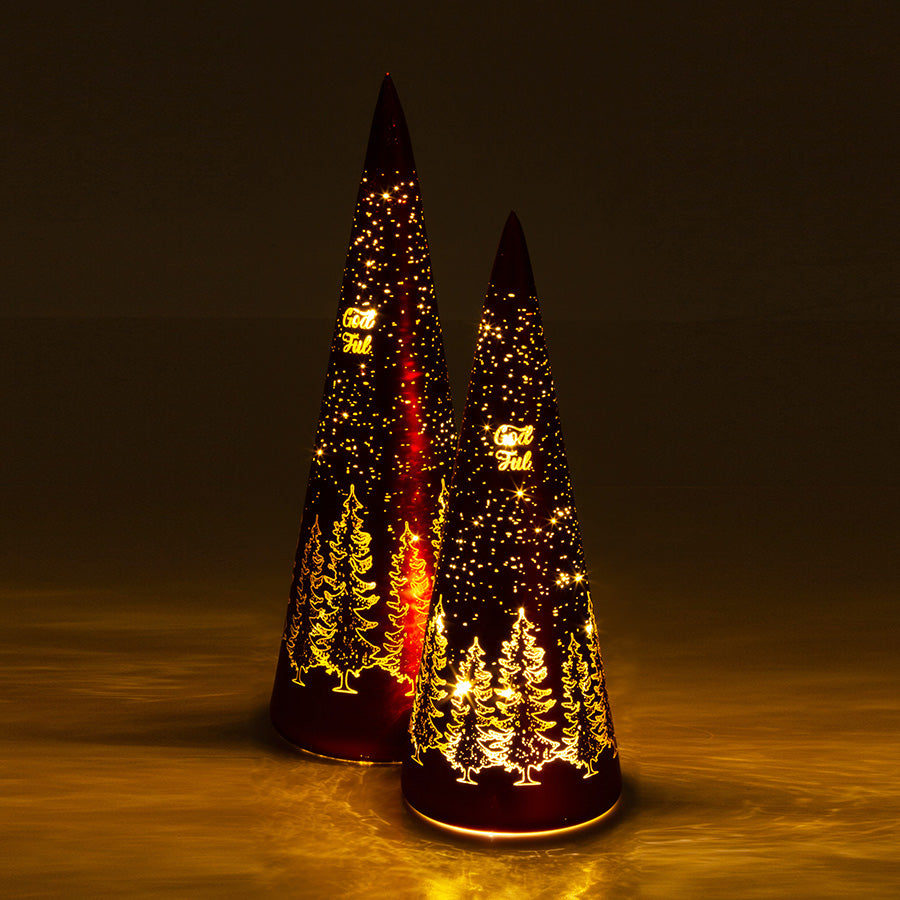 Børscompagniet Lyslykt Kjegle LED God Jul 25cm Rød