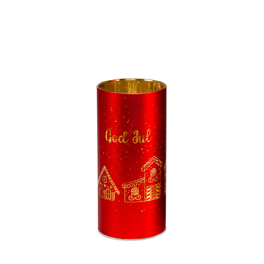 Børscompagniet Lyslykt LED Pepperkakeby 7x15cm Rød