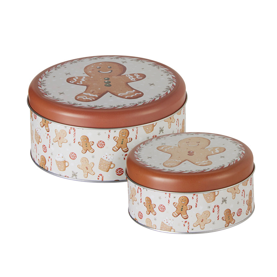 To julekakebokser i metall med pepperkakemotiv fra Børscompagniet