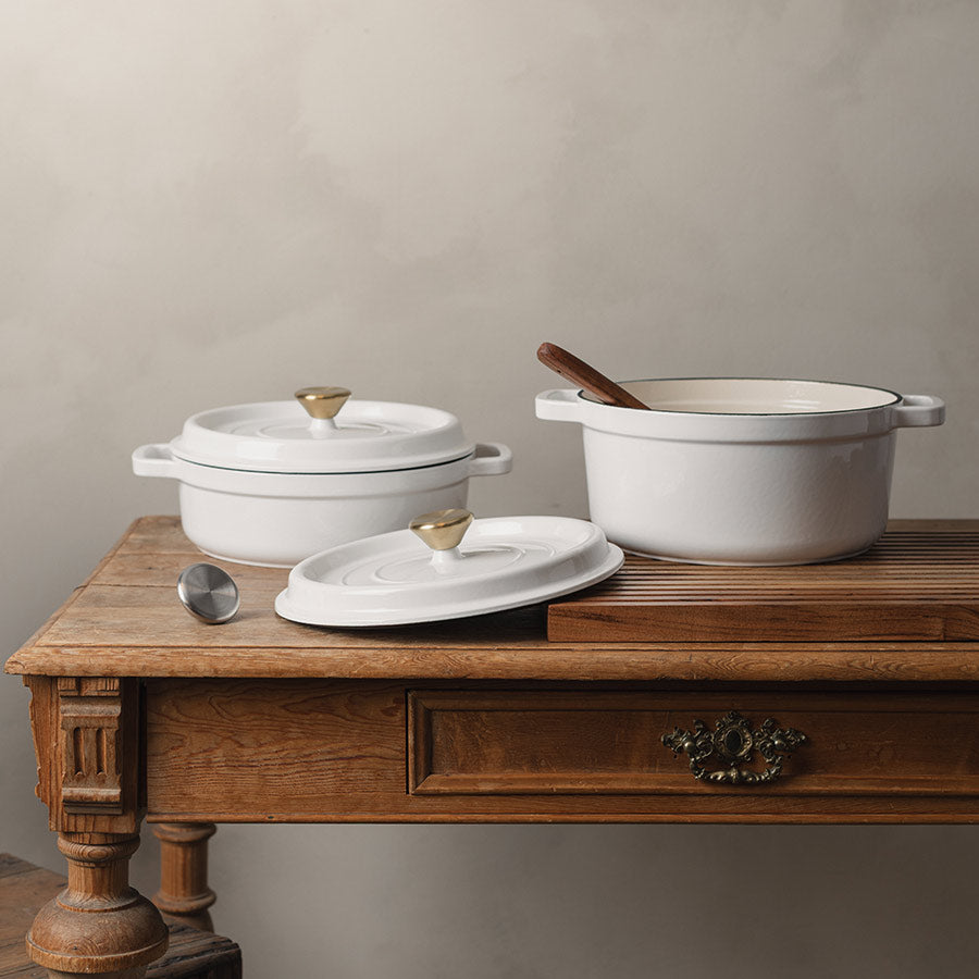 Christiania 1739 Støpejernsgryte Lav 3,4l Hvit