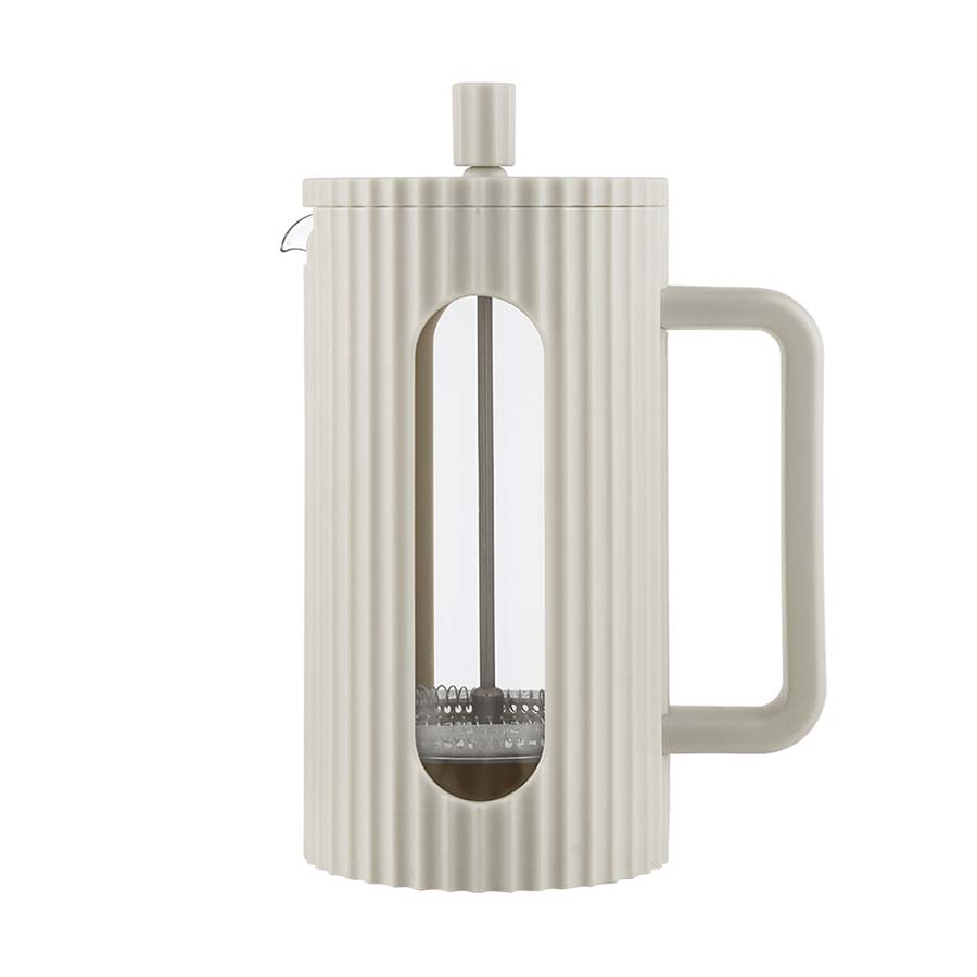 Elegant Christiania 1739 Barista Presskanne 1L i beige, laget av varmeresistent borosilikatglass med stilrent design.