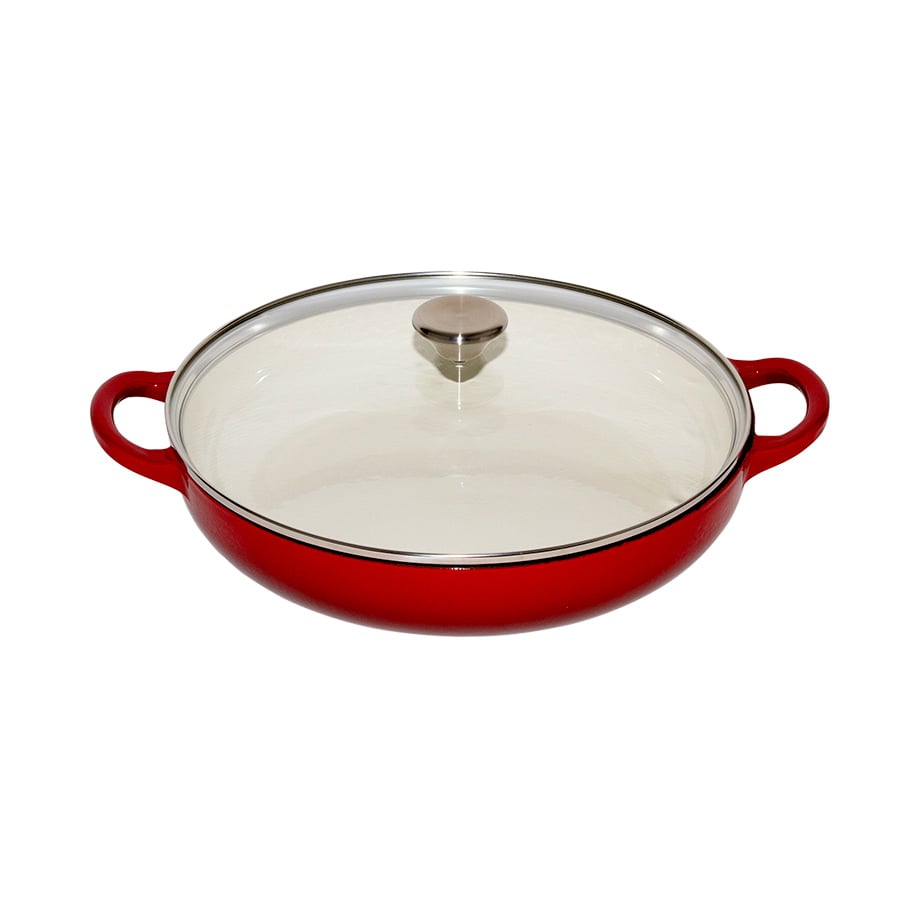 Christiania 1739 Støpejernsgryte med Glasslokk 3,9L Rød