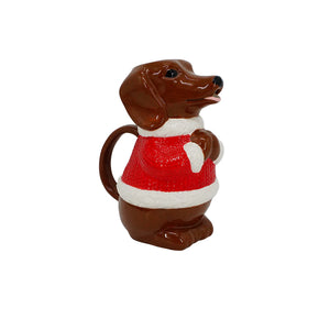 Christiania Glasmagasin Christmas Collection karaffel 1L med sjarmerende dachs i rød nissedrakt