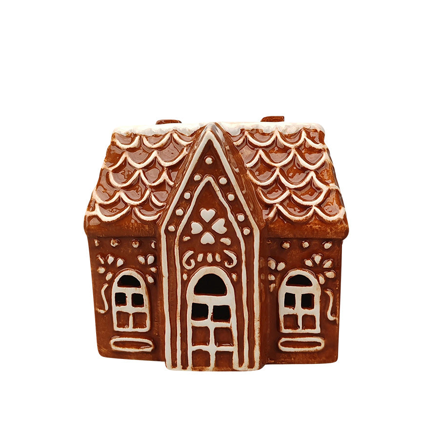 Mørk brunt pepperkakehus i steingods, 12 cm, fra Christiania Glasmagasin Christmas Collection