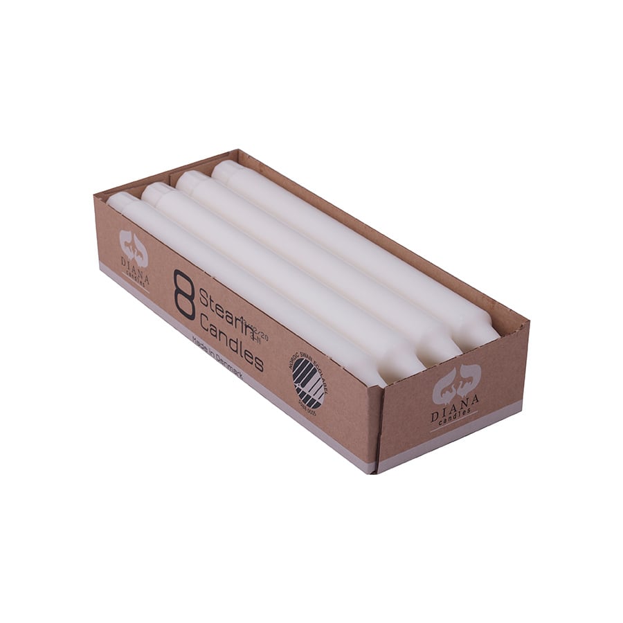 Diana Kronelys 24cm Hvit 8pk