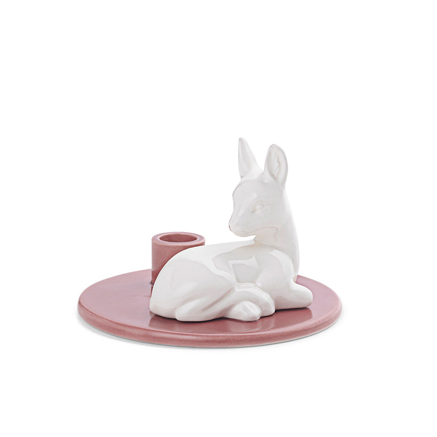 SWEET STORIES FAWN CANDLESTICK, DUSTY ROSE