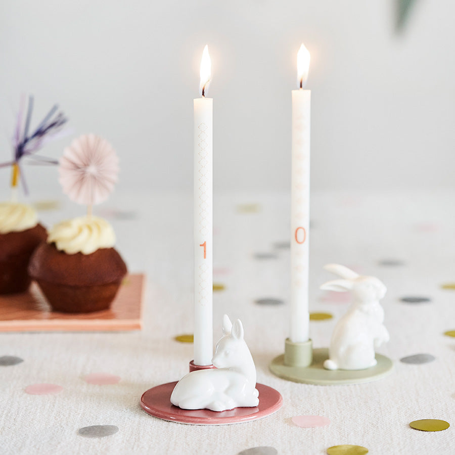 SWEET STORIES FAWN CANDLESTICK, DUSTY ROSE