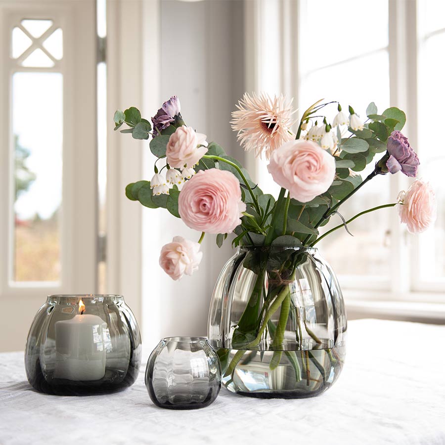 Hadeland Glassverk Ella Vase 140mm Røkgrå