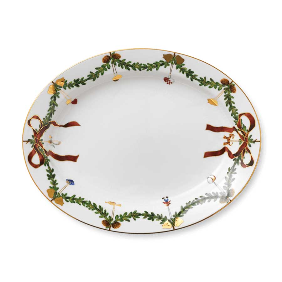Royal Copenhagen Stjerne Riflet Jul Ovalt Fat 37cm