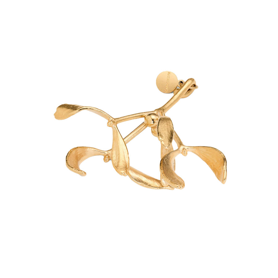 Håndlaget misteltein ornament i 18 karat gull fra Flora Danica, perfekt som julepynt.