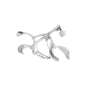 Flora Danica misteltein dekorasjon med forkrommet finish, detaljert design av naturalistiske former, perfekt til julepynt.