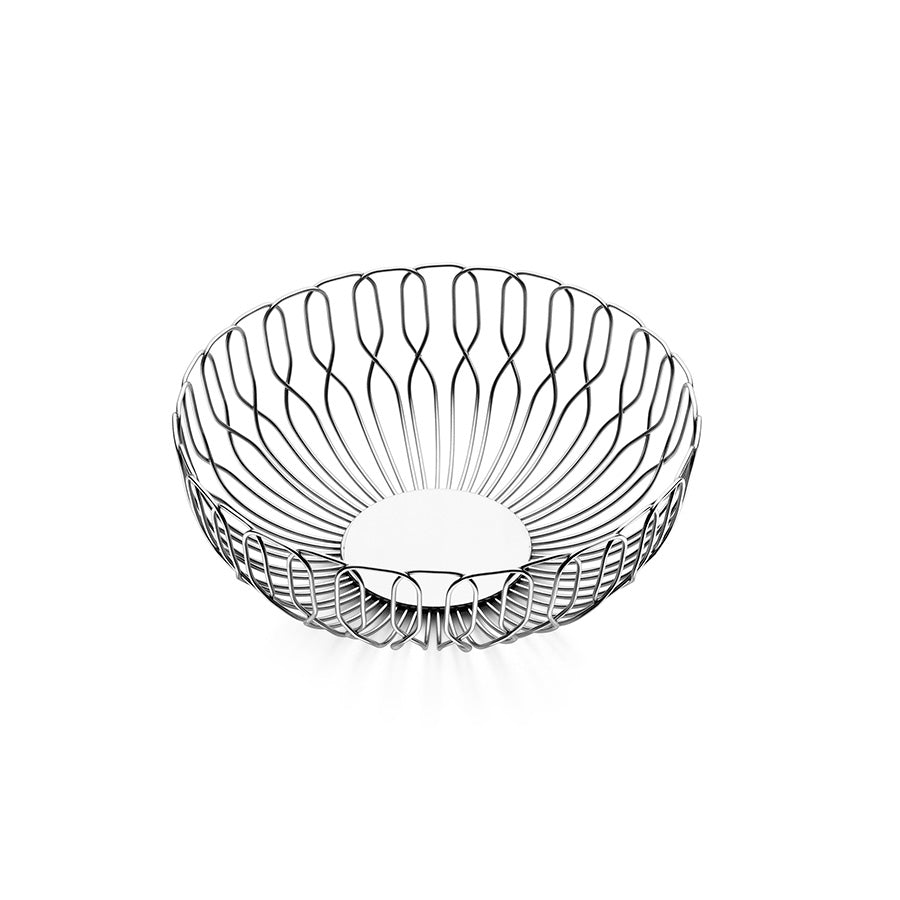 Elegant og moderne brødkurv i blankt rustfritt stål fra Georg Jensen, perfekt til servering av rundstykker, croissanter og småbakst.
