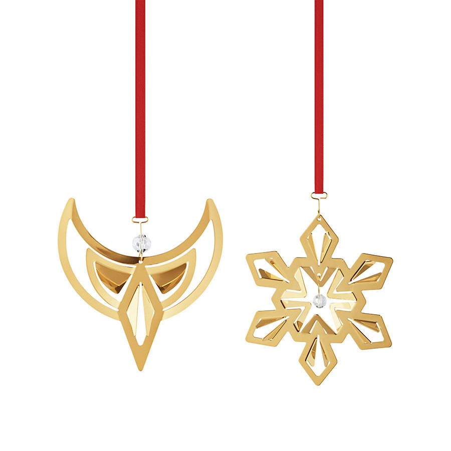 Georg Jensen Julepynt 2024 Juleuro Engel & Snøfnugg 18KT Forgylt