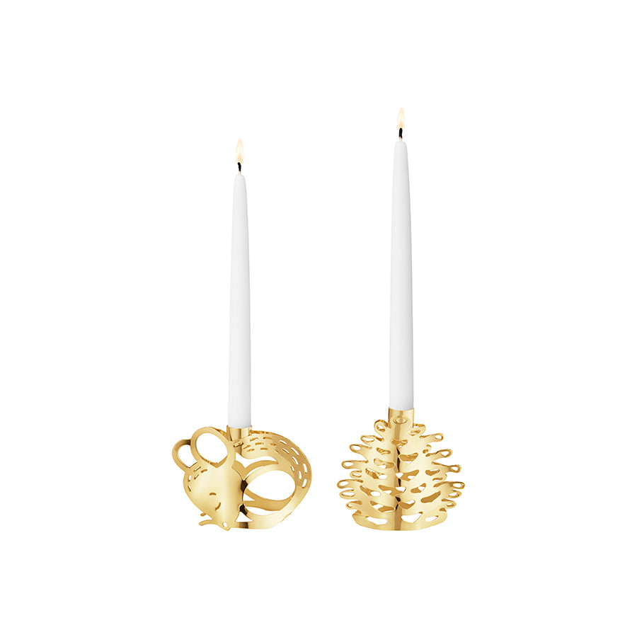 Georg Jensen Julepynt 2023 Lysestaker Mus & Juletre 18kt Gullbelagt