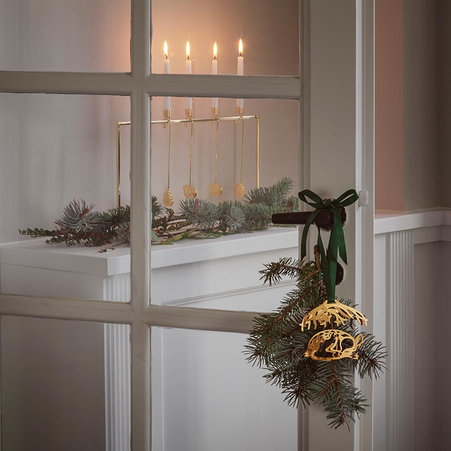 Georg Jensen Julepynt 2023 Lysestake Mus 18kt Gullbelagt