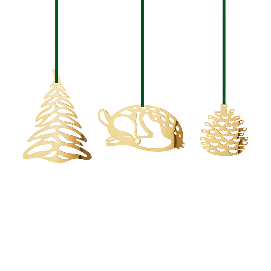 Georg Jensen Julepynt 2023 Ornamenter 3stk 18kt Gullbelagt