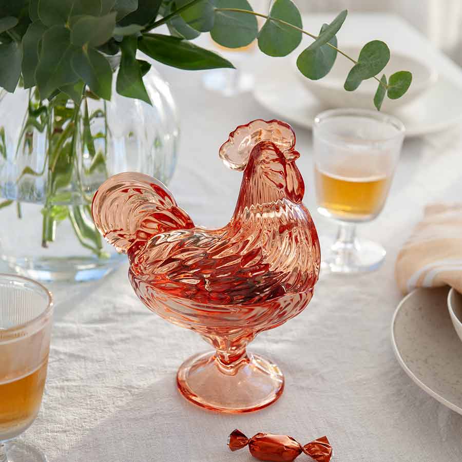 Hadeland Glassverk Glasshane m/Lokk Oransje 22cm