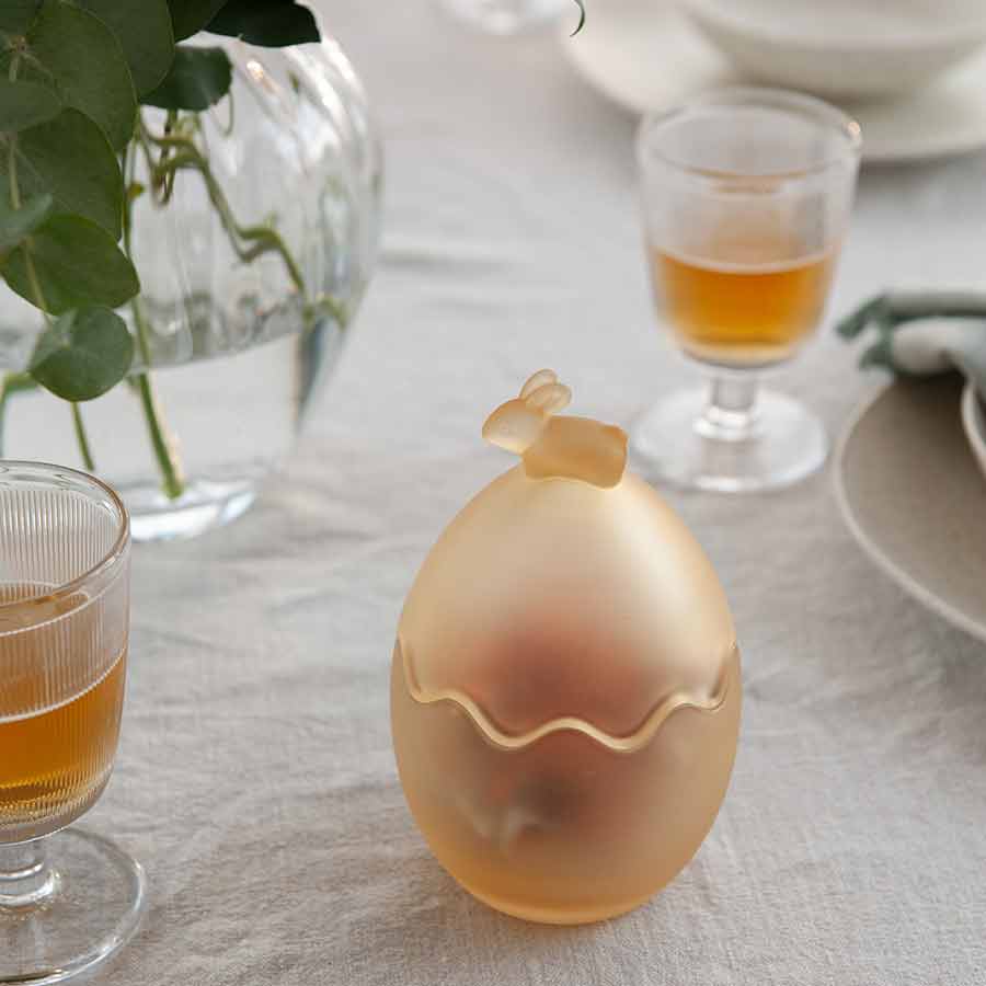 Hadeland Glassverk Glassegg m/Lokk Hare Frostet Gul
