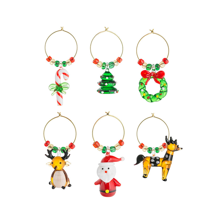 Hadeland Glassverk Anheng til Vinglass m/ Julemotiv 6pk