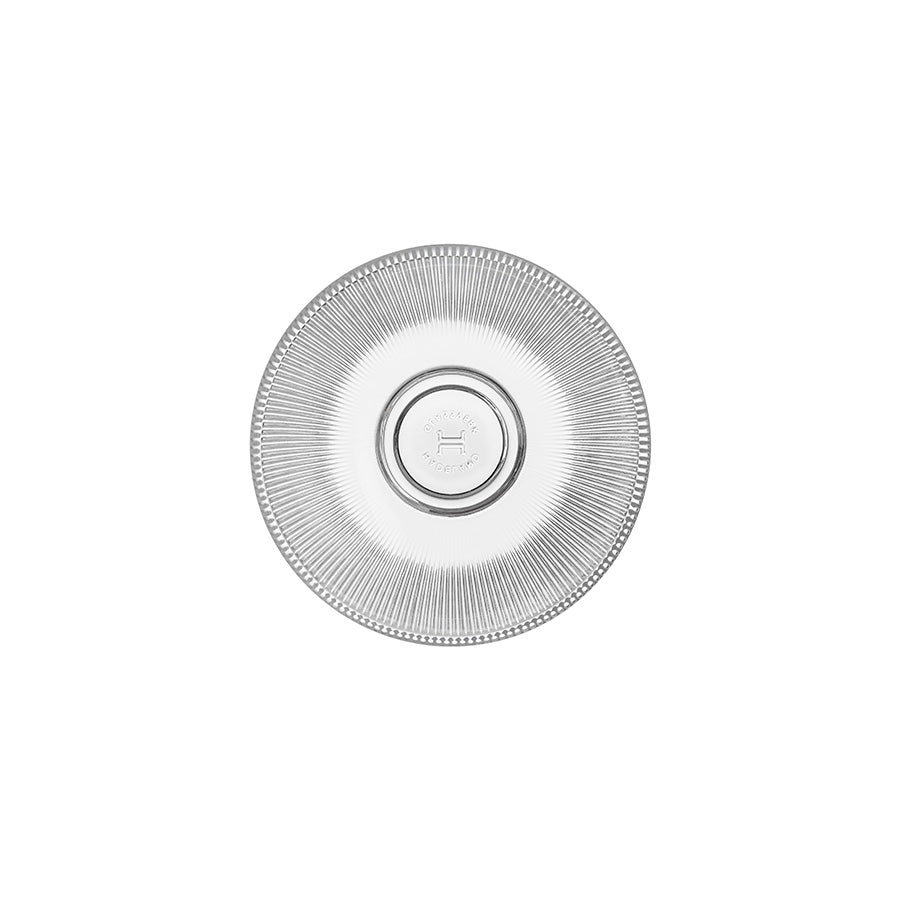 Bunn av en klar Siri skål fra Hadeland Glassverk, dekorativt rillemønster, moderne norsk design