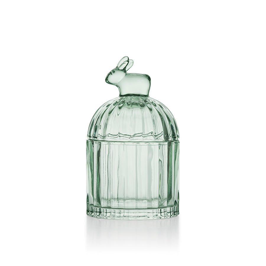 Hadeland Glassverk HG Påske Glassskål Hare m/Lokk 12,5cm Grønn
