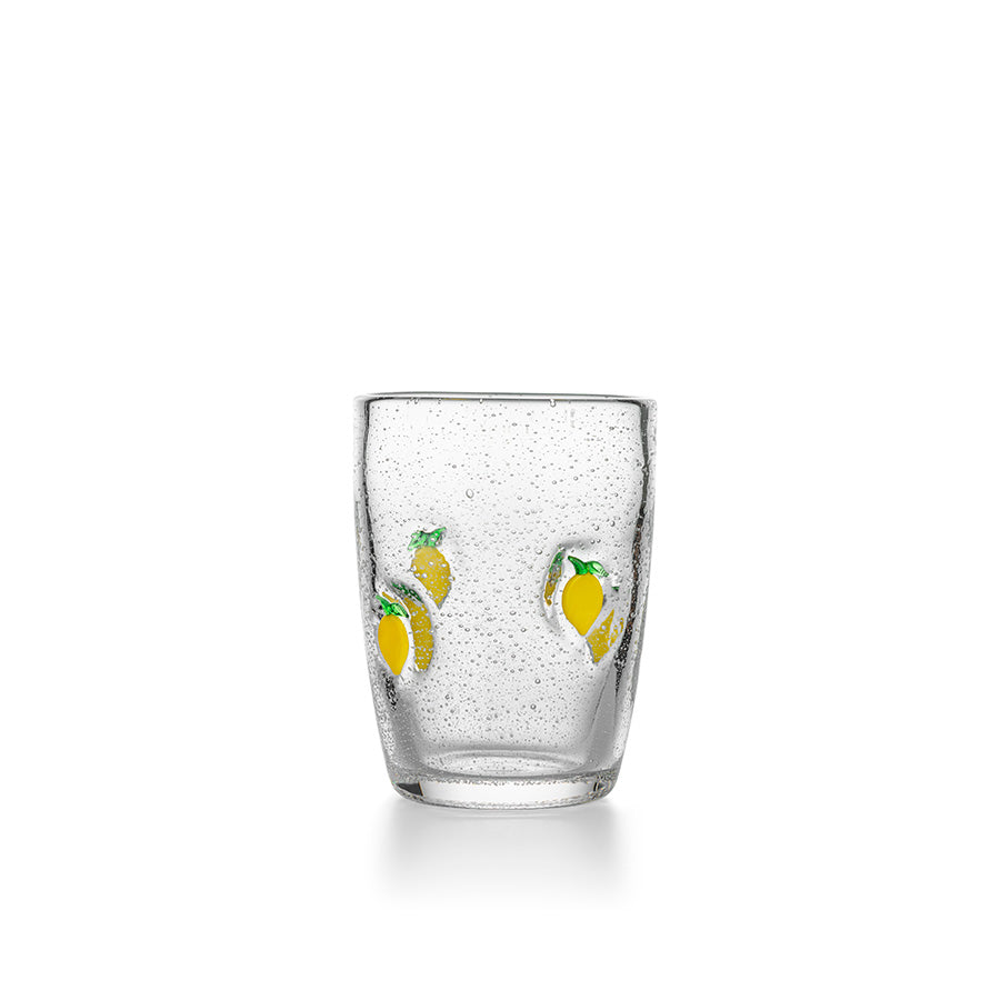 Elegant Hadeland Glassverk drikkeglass med sitronmotiv, perfekt for sommerlige borddekorasjoner.