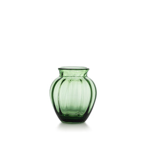 Grønn Hadeland Glassverk Emily Optikk vase 12 cm med dekorative, vertikale riller