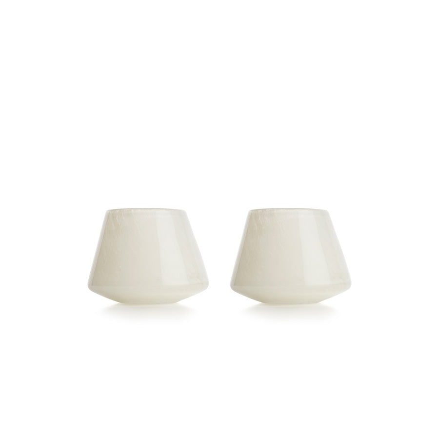 Hadeland Glassverk Dugg telysholdere i off-white munnblåst glass, 2-pakning