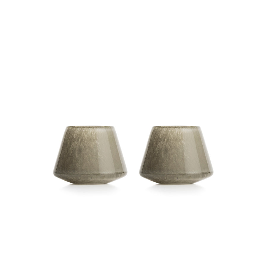 Hadeland Glassverk Dugg telysholder i khaki, 6 cm, 2-pakning i munnblåst glass