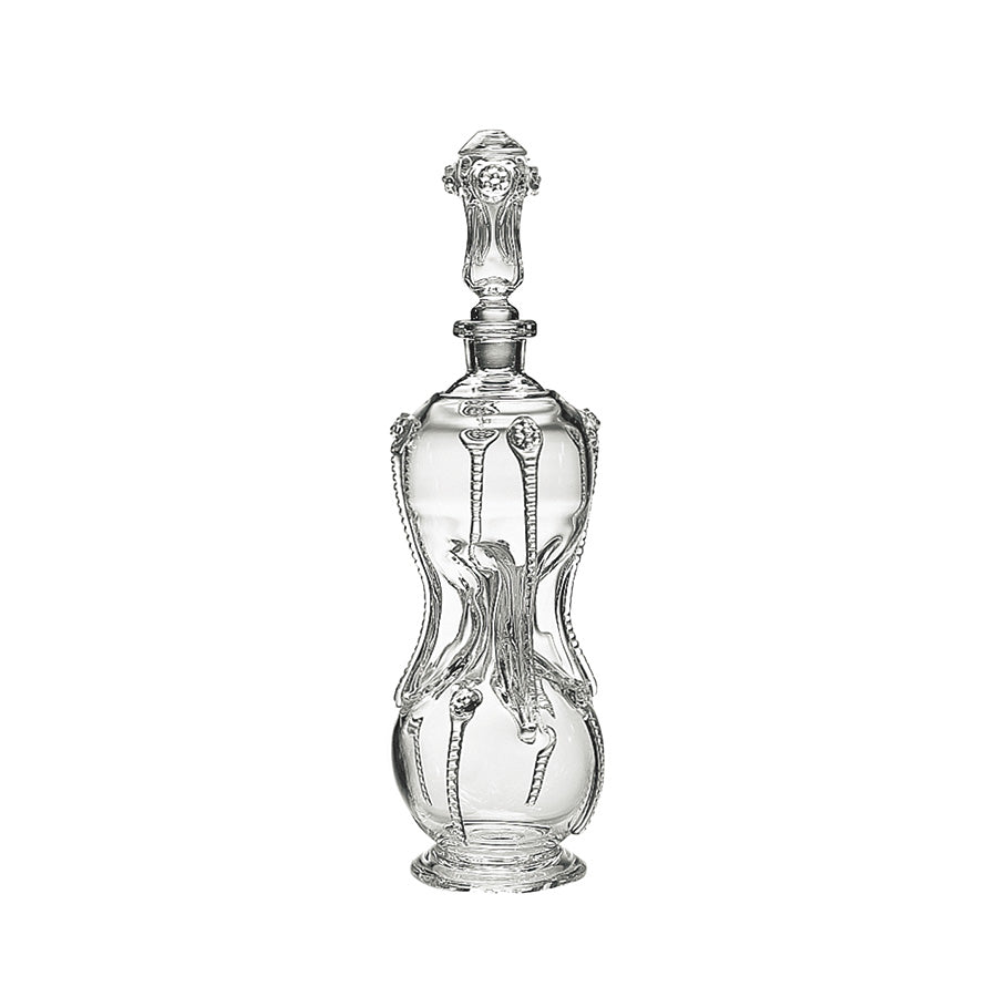Hadeland Glassverk Nøstetangen karaffel i klart krystallbarium, munnblåst norsk glasskunst designet av Willy Johansson