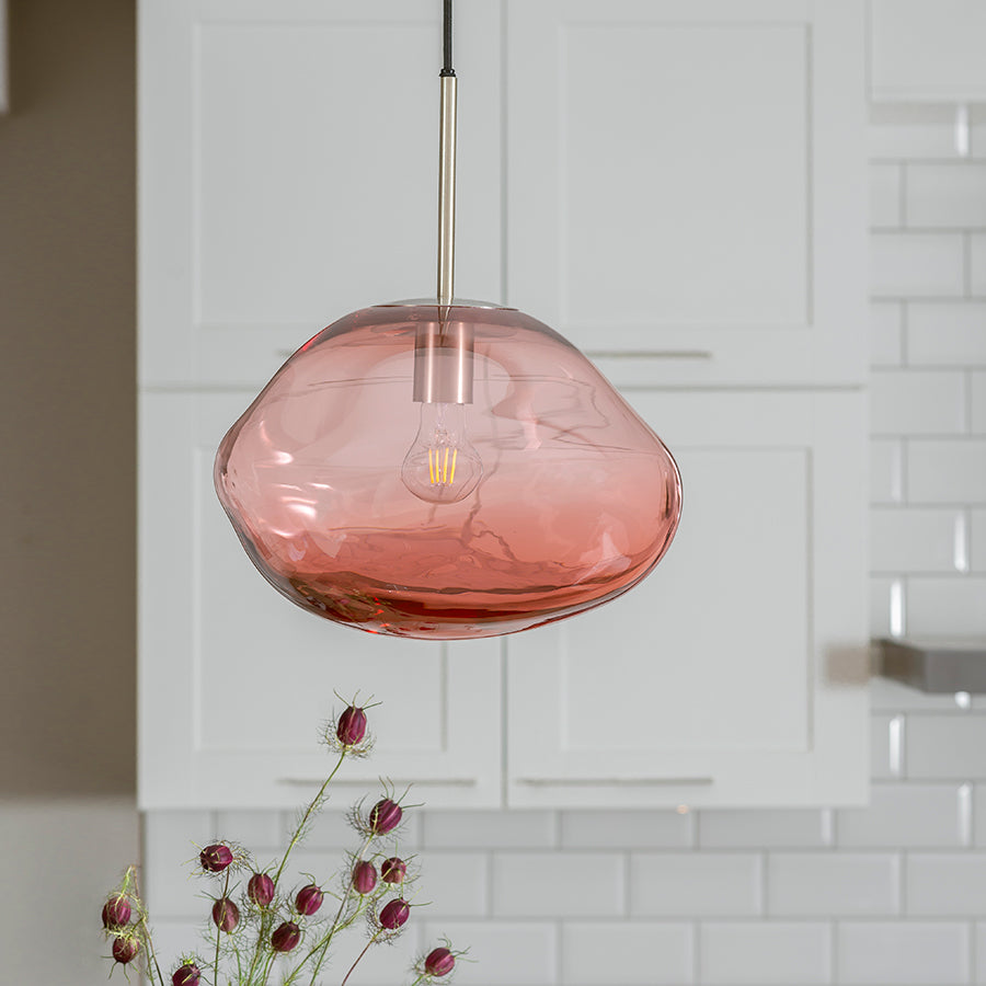 Hadeland Glassverk Crystal Stone Pendellampe Morgenrød