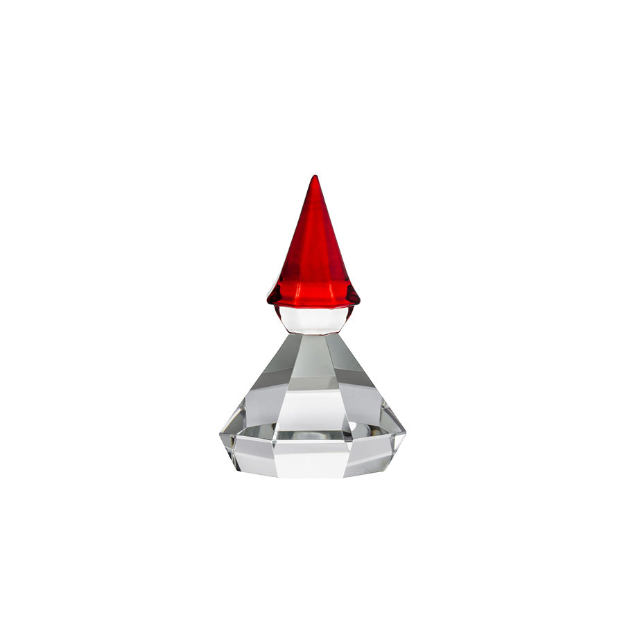 Hadeland Glassverk Diamantnisse i klart glass med rød lue, 9 cm