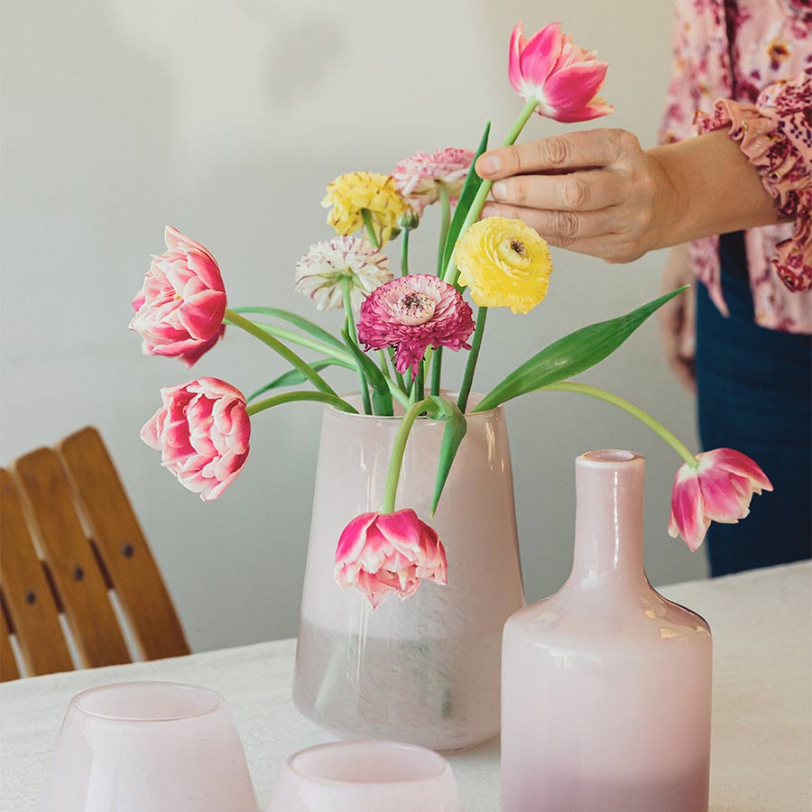 Hadeland Glassverk Dugg Vase 20cm Rosa