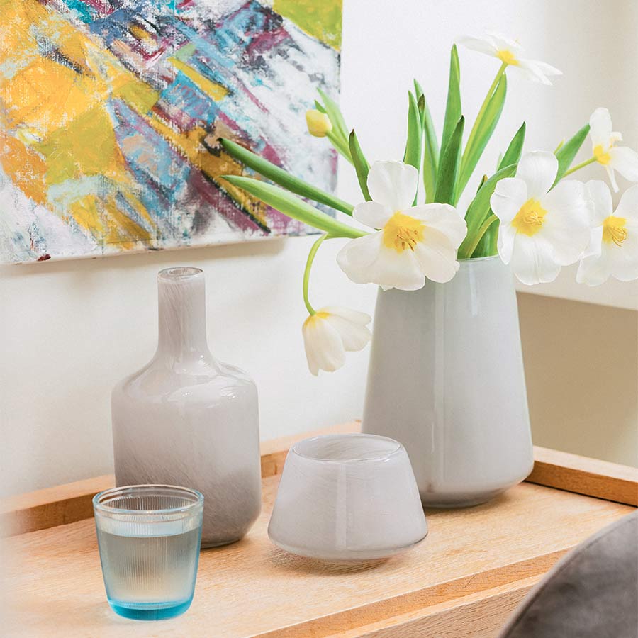 Hadeland Glassverk Dugg Vase 19,5cm Grå