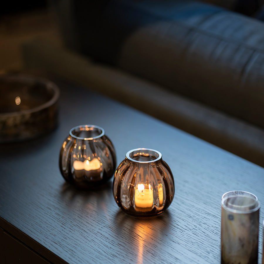 Hadeland Glassverk Ella Lyslykt Kakao 9cm 2pk