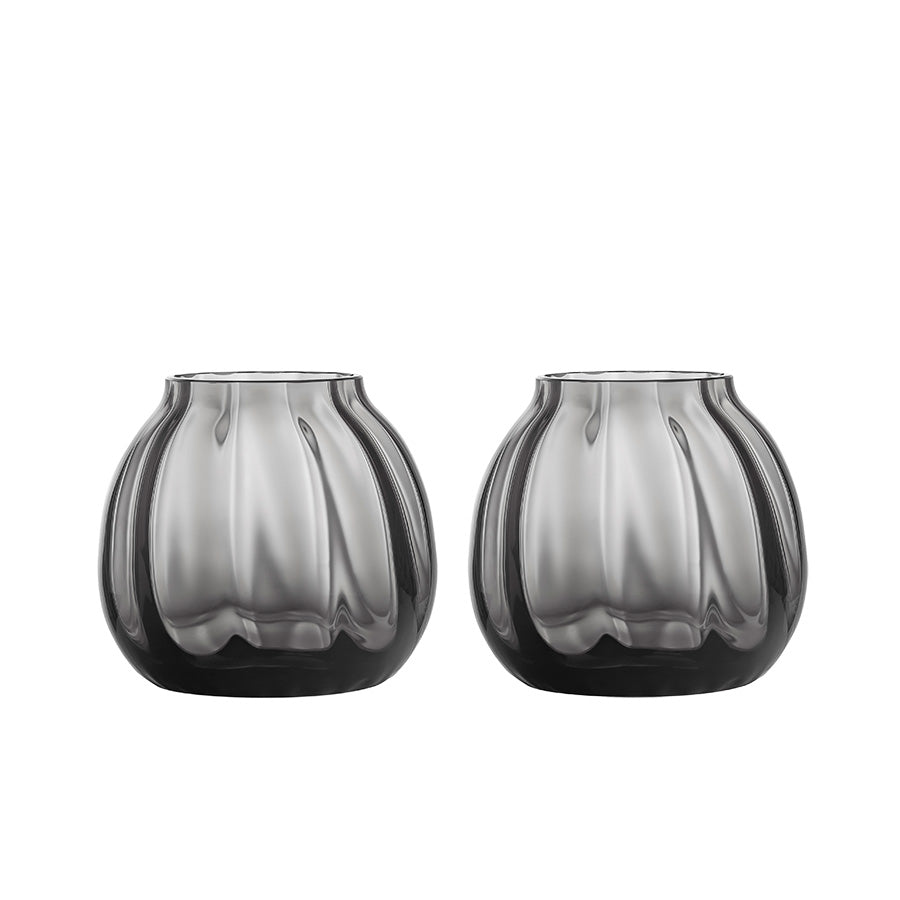 Hadeland Glassverk Ella Lyslykt Røkgrå 9cm 2pk