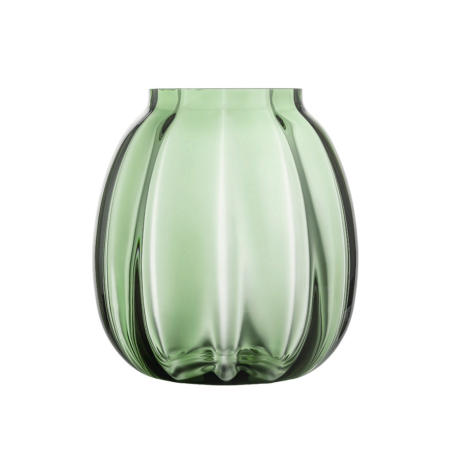 Grønn Ella vase fra Hadeland Glassverk, 22 cm, med elegant optisk mønster